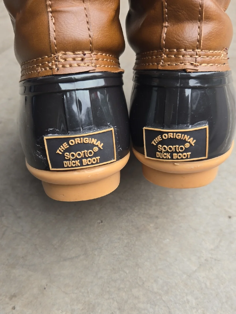 Sporto Original Duck Boots Ariel 8.5 Brown Faux Fur Rubber Like Quilted